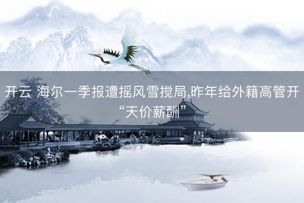 开云 海尔一季报遭摇风雪搅局,昨年给外籍高管开“天价薪酬”